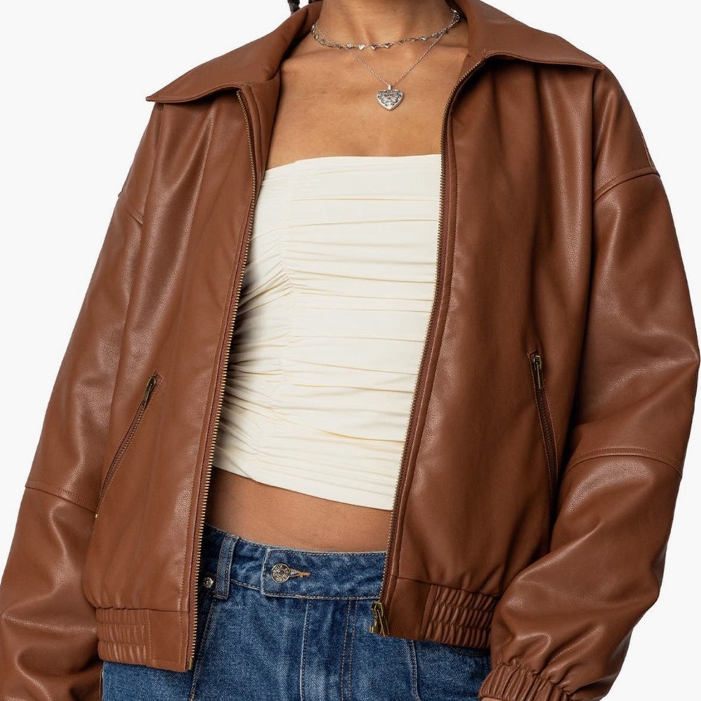 Edikted Brown Leather Jacket